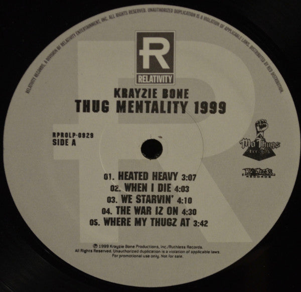 Krayzie Bone : Thug Mentality 1999 (12", Promo)