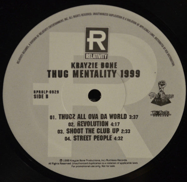 Krayzie Bone : Thug Mentality 1999 (12", Promo)