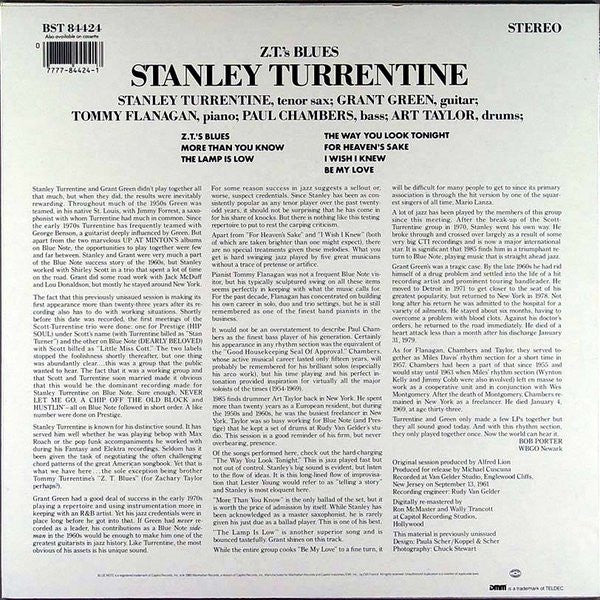 Stanley Turrentine : Z.T.'s Blues (LP, Album, RM)