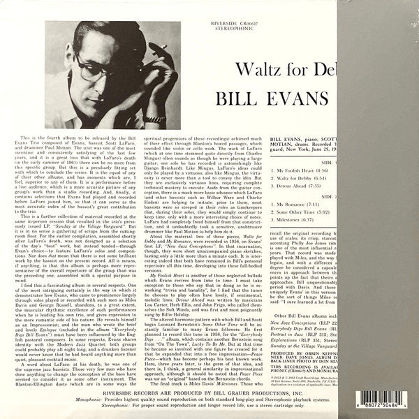 Bill Evans Trio* : Waltz For Debby (LP, Album, RE, 180)