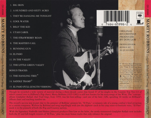 Marty Robbins : Gunfighter Ballads And Trail Songs (CD, Album, RE, Son)