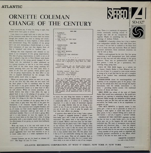 Ornette Coleman : Change Of The Century (LP, Album, RE, SP )