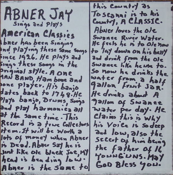 Abner Jay : The Backbone Of America Is A Mule And Cotton (LP, Mono, Nas)