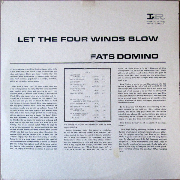 Fats Domino : Let The Four Winds Blow (LP, Album, Mono)