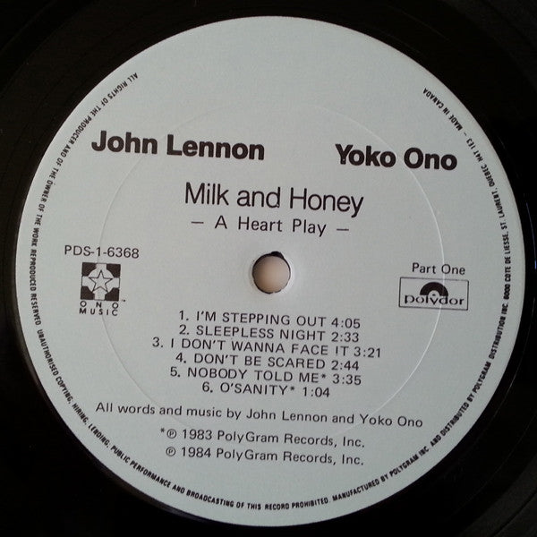 John Lennon & Yoko Ono : Milk And Honey (LP, Album, Gat)