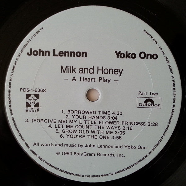 John Lennon & Yoko Ono : Milk And Honey (LP, Album, Gat)