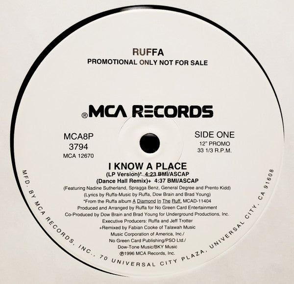 Ruffa : I Know A Place (12", Promo)
