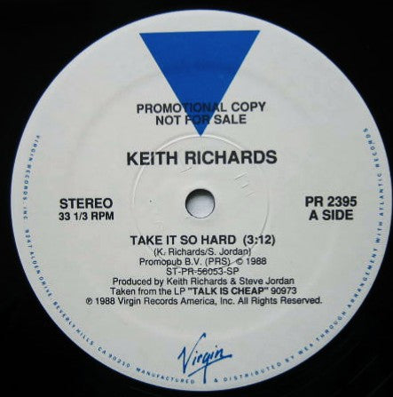 Keith Richards : Take It So Hard (12", Promo)