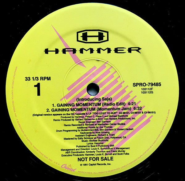 Hammer* : Gaining Momentum (12", Single, Promo)