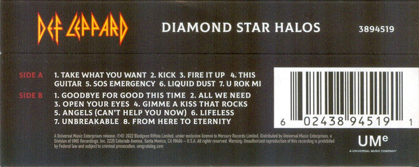 Def Leppard : Diamond Star Halos (Cass, Album, Sol)