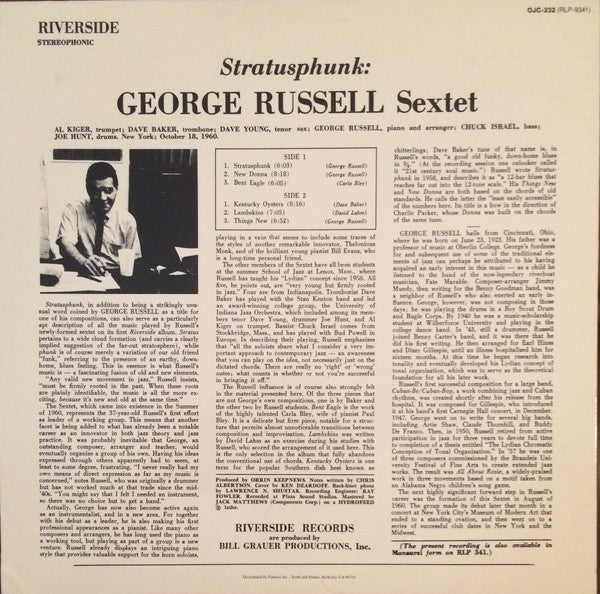 George Russell Sextet* : Stratusphunk (LP, Album, RE)