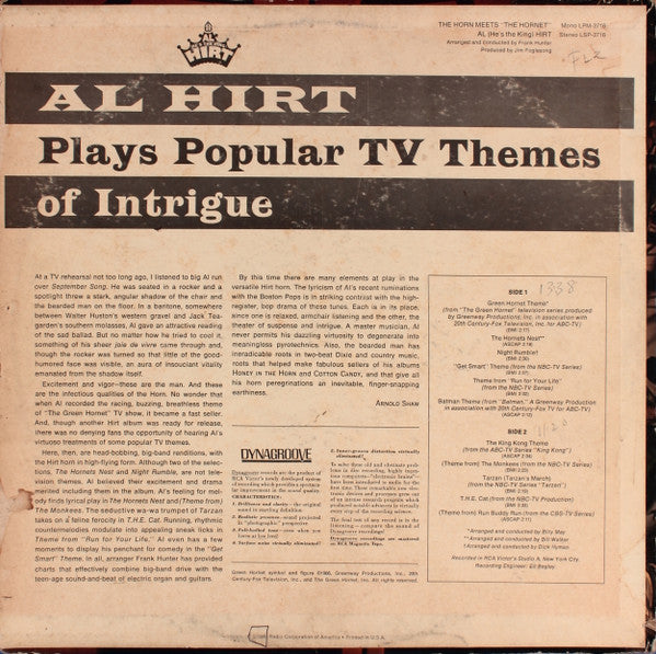 Al (He's The King) Hirt* : The Horn Meets "The Hornet" (LP, Album, Roc)