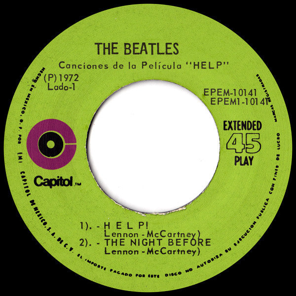 The Beatles : Help! (7", EP, Mono, RE)
