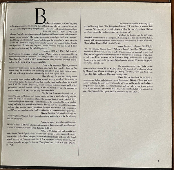 Bob James : One (LP, Album, PXT)