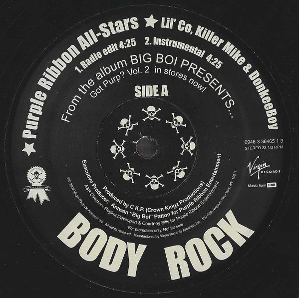 Big Boi Presents Purple Ribbon Allstars : Body Rock (12", Promo, Bla)