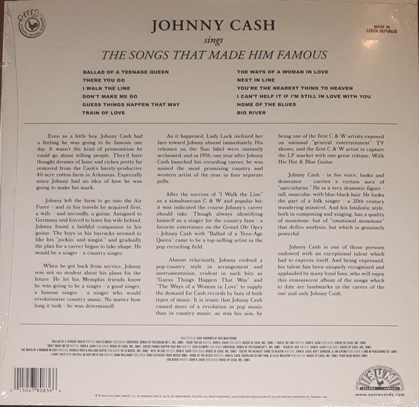 Johnny Cash : Johnny Cash Sings The Songs That Made Him Famous (LP, Ltd, RE, RM, Ora)