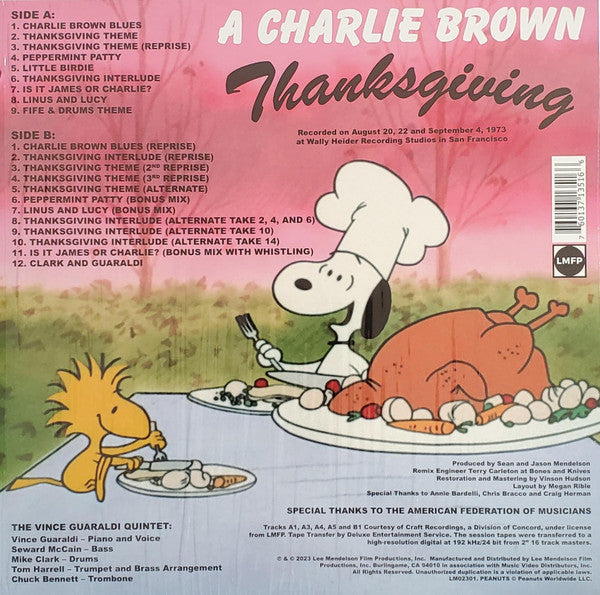 Vince Guaraldi Quintet : A Charlie Brown Thanksgiving (LP, S/Edition, 50t)