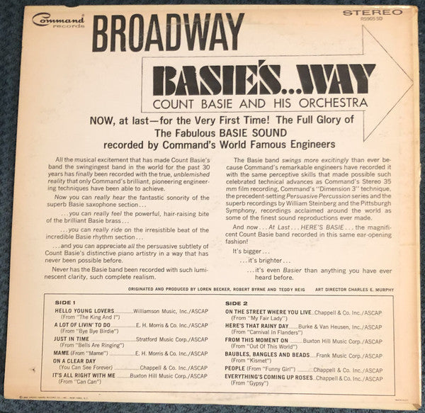 Count Basie And His Orchestra* : Broadway Basie's...Way (LP, Album, RP)