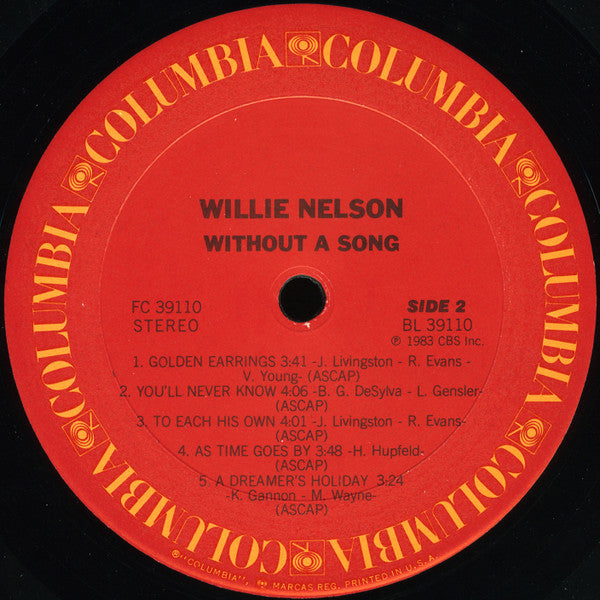 Willie Nelson : Without A Song (LP, Album, Pit)