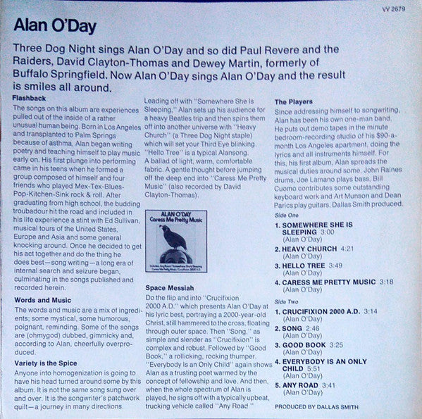Alan O'Day : Caress Me Pretty Music (LP, Album, San)