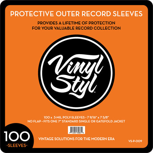 Vinyl Styl® 7 Inch Outer Record Sleeves - Open Top - 100 Count (Clear)