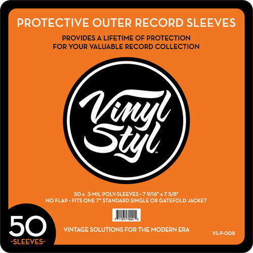 Vinyl Styl® 7 Inch Outer Record Sleeves - Open Top - 50 Count (Clear)
