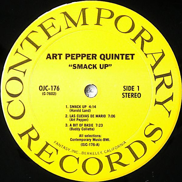 Art Pepper Quintet : Smack Up (LP, Album, RE)