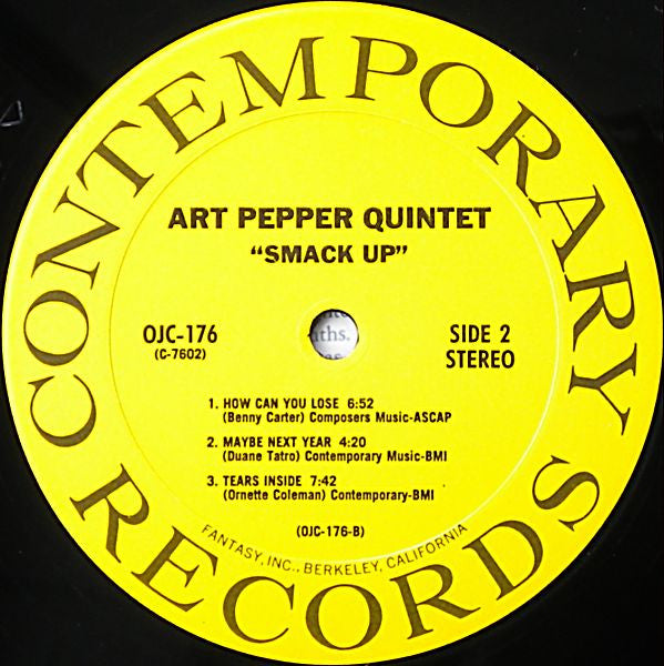 Art Pepper Quintet : Smack Up (LP, Album, RE)