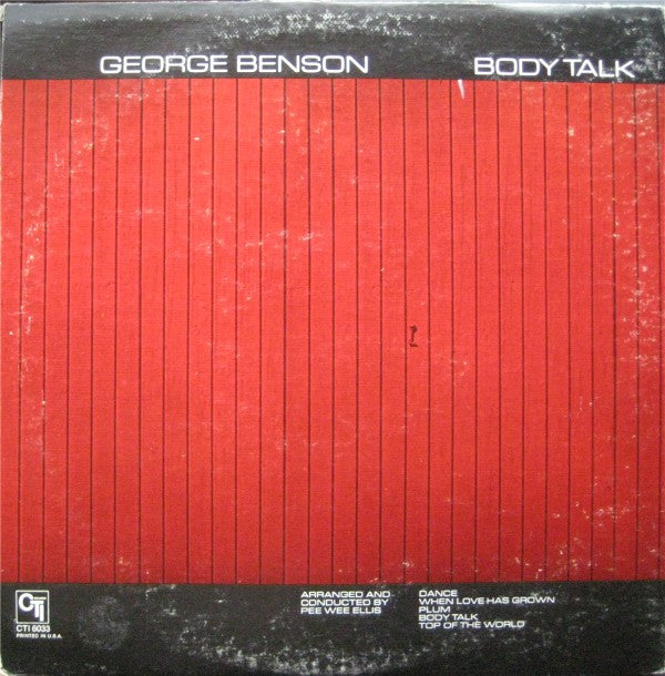 George Benson : Body Talk (LP, Album, Ter)