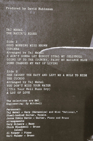 Taj Mahal : The Natch'l Blues (LP, Album, RP)