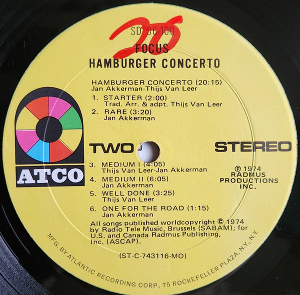 Focus (2) : Hamburger Concerto (LP, Album, Mon)