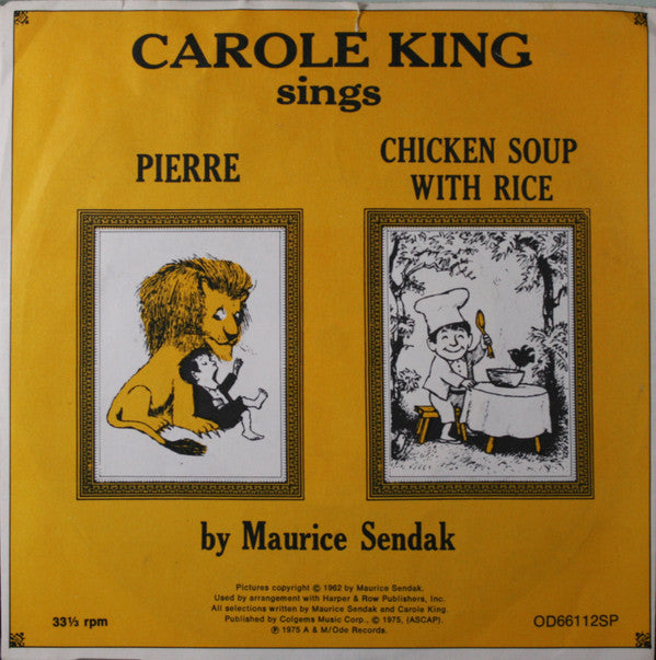 Carole King : Pierre / Chicken Soup With Rice (7", Single)