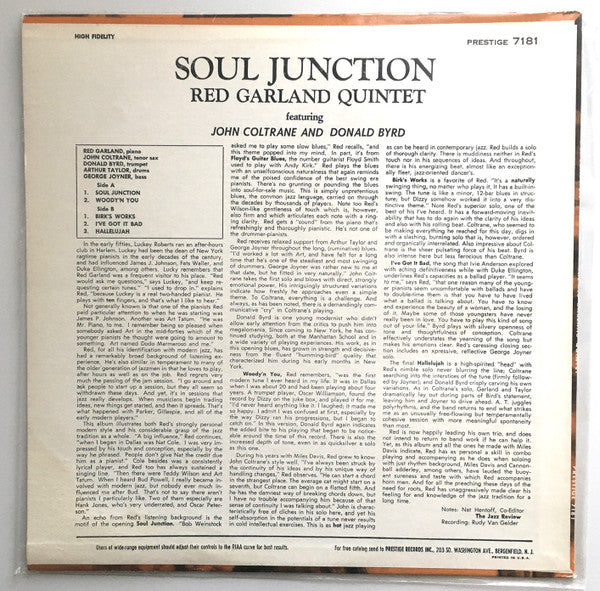 The Red Garland Quintet Featuring John Coltrane And Donald Byrd : Soul Junction (LP, Album, Mono, Dee)