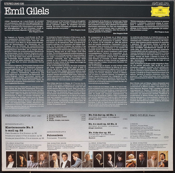 Frédéric Chopin - Emil Gilels : Sonate No.3 / Polonaises Nos. 3 · 4 · 6 (LP, RE)