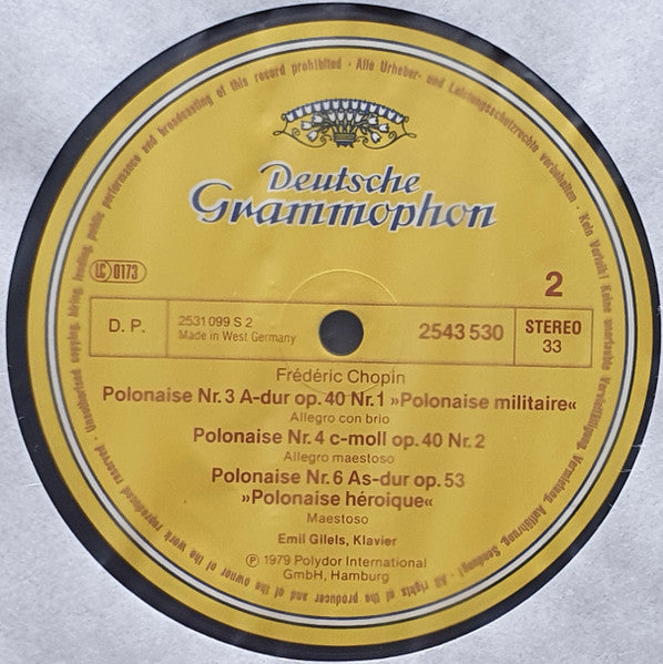 Frédéric Chopin - Emil Gilels : Sonate No.3 / Polonaises Nos. 3 · 4 · 6 (LP, RE)