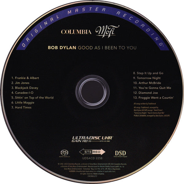 Bob Dylan : Good As I Been To You (SACD, Hybrid, Album, Ltd, Num, RE, RM)
