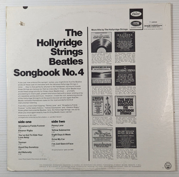 The Hollyridge Strings : The Beatles Songbook Vol. 4 (LP, Album, Mono, Los)