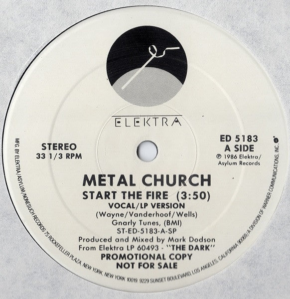 Metal Church : Start The Fire (12", Promo)