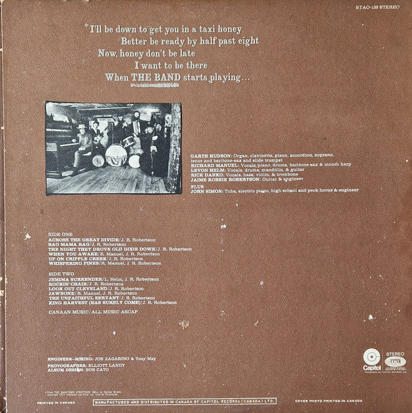 The Band : The Band (LP, Album, Gat)