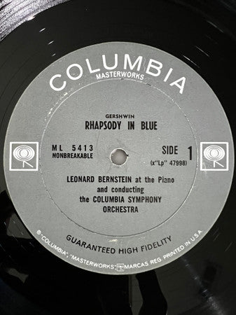 Leonard Bernstein, New York Philharmonic, Columbia Symphony Orchestra : Rhapsody in Blue / An American in Paris (LP, Mono, RE)