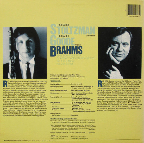 Richard Stoltzman, Richard Goode - Brahms* : The Sonatas For Clarinet And Piano, Op. 120 (LP)