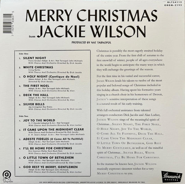 Jackie Wilson : Merry Christmas From Jackie Wilson (LP, Album, RE, RM, Chr)