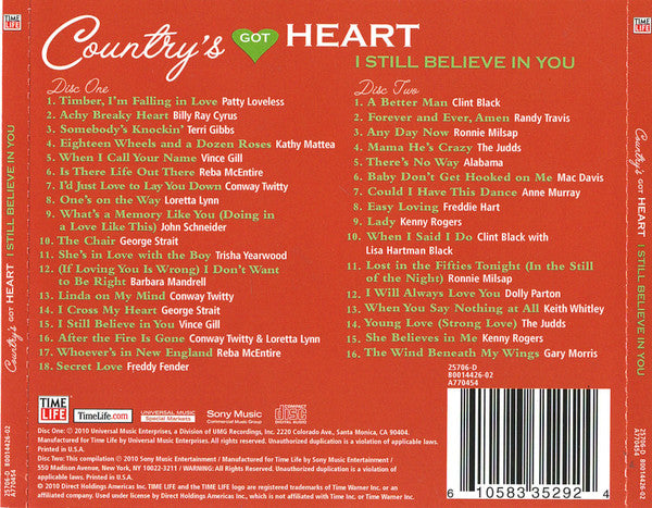 Various : Country's Got Heart - I Still Believe In You (2xCD, Comp)