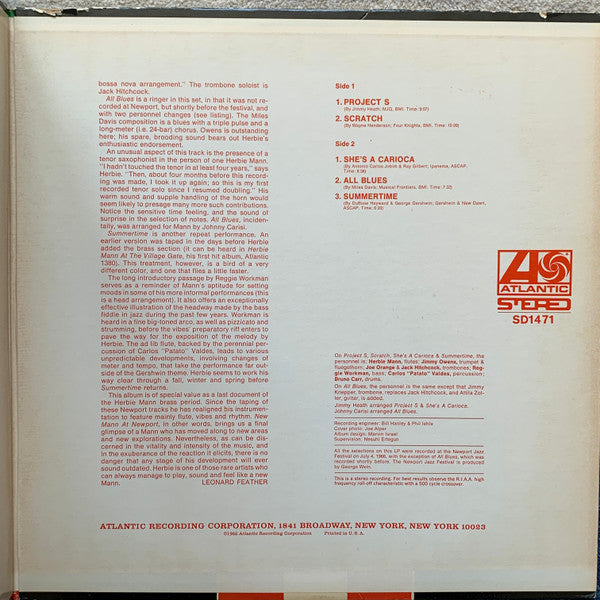Herbie Mann : New Mann At Newport (LP, Album, Mon)