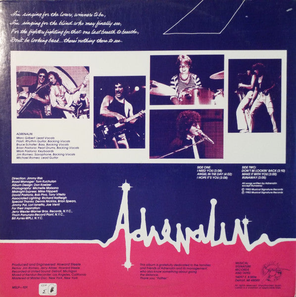 Adrenalin (10) : Don't Be Lookin' Back (LP)