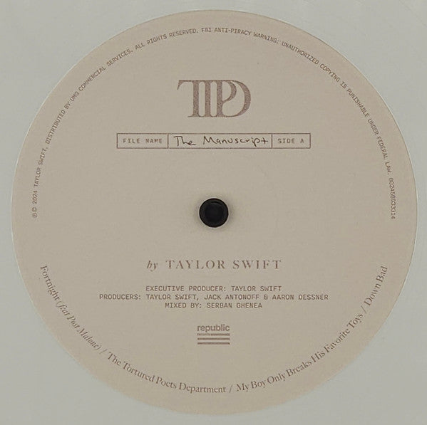 Taylor Swift : The Tortured Poets Department (2xLP, Album, Whi)
