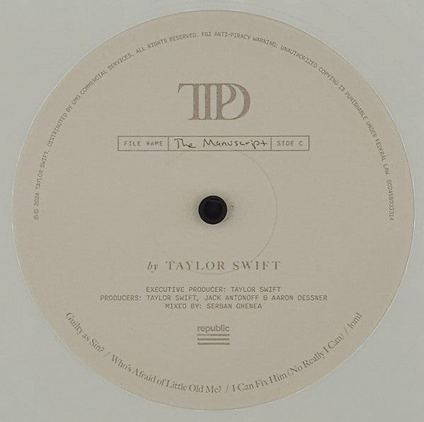 Taylor Swift : The Tortured Poets Department (2xLP, Album, Whi)