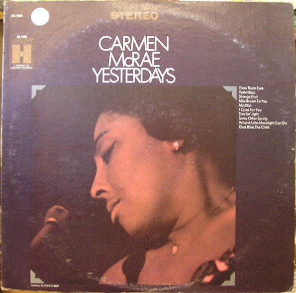 Carmen McRae : Yesterdays (LP, Album, RE)