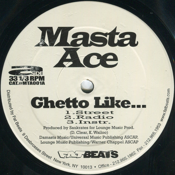Masta Ace : Ghetto Like... b/w The Outcome (12")