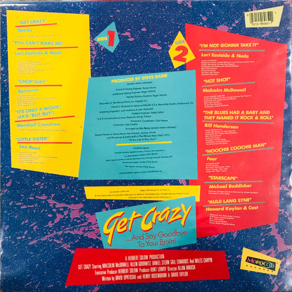 Various : Get Crazy (Original Motion Picture Soundtrack) (LP, Album, Promo)
